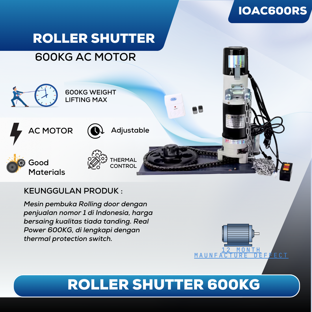 Rolling Door Otomatis IOAC 600KG AC Motor